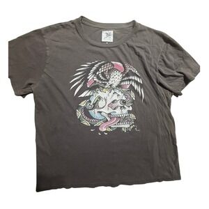 Ed Hardy  Graphic Tee Large Y2K Charcoal Tattoo Grunge Streetwear Skull